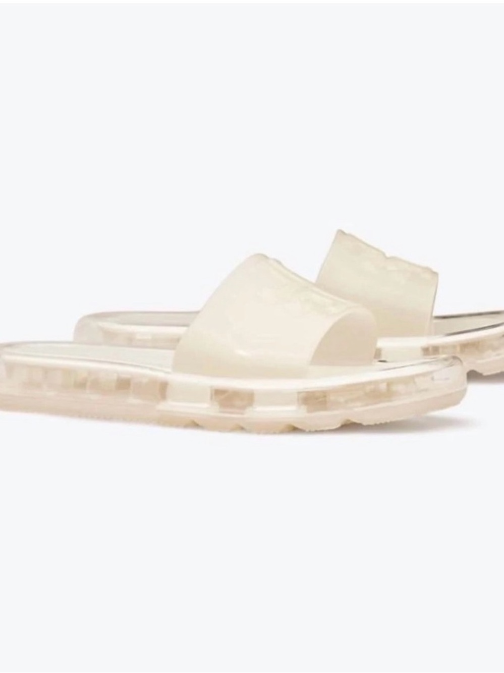 Tory Burch Translucent Cream Jelly Slide Sandals